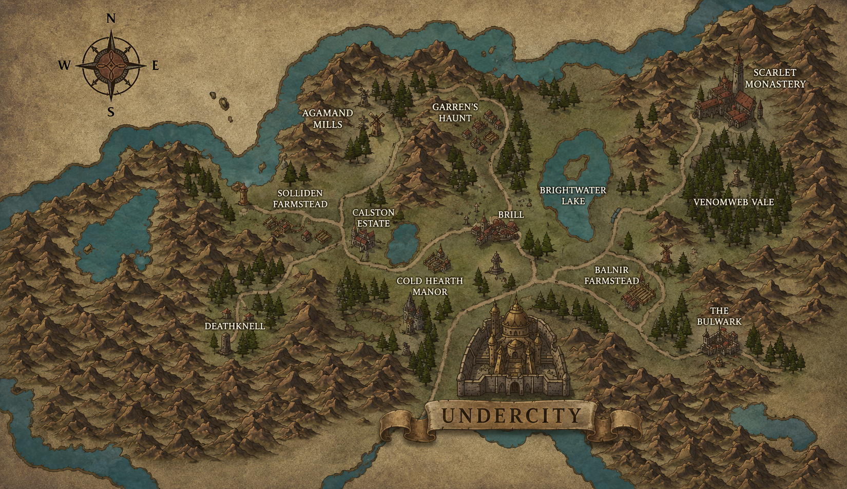 Campaign map of Tirisfal Glades