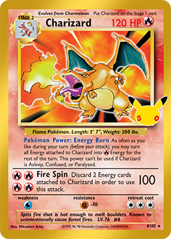 Pokémon TCG 30th Celebration classic Base Set Charizard reprint